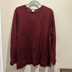 NWT J. Jill | AMELIA Washable Merino Wool Sweater Size 2X Bordeaux Color